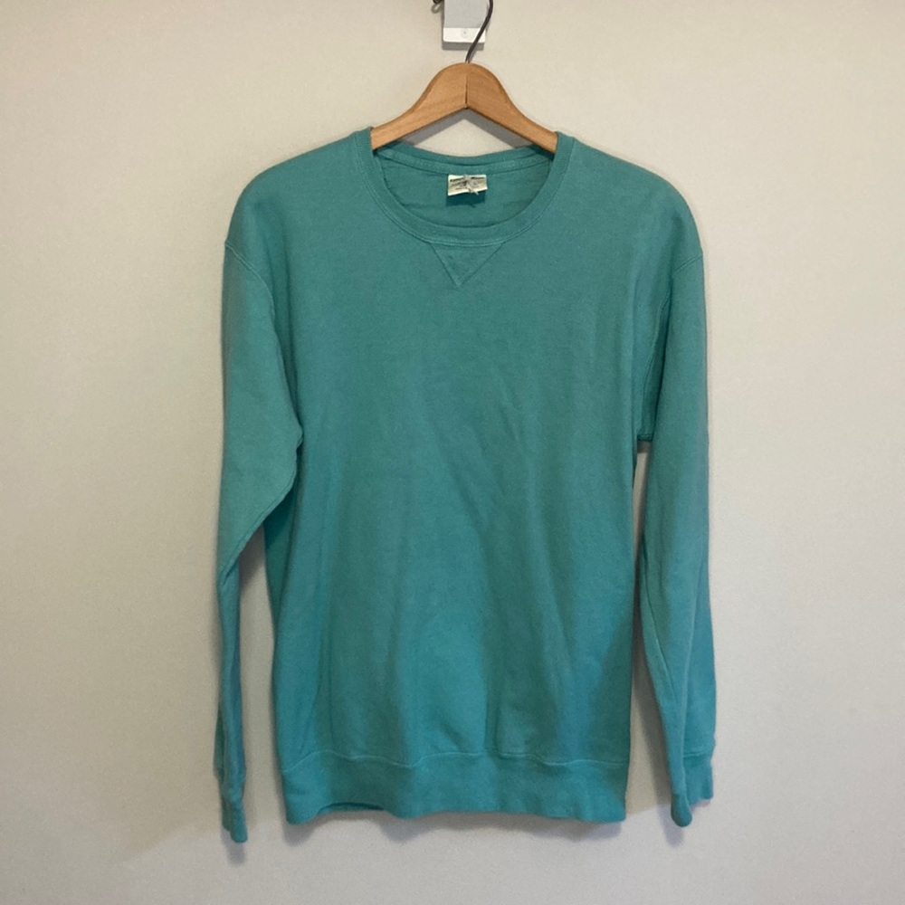 Women’s Comfort Wash Teal Turquoise Crew Neck Sweatshirt, Size small, Fall Comfy